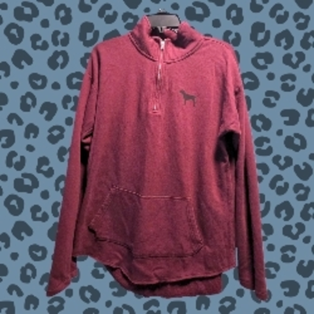 VINTAGE 2014 Victoria’s Secret PINK Quarter-Zip Pullover - Maroon